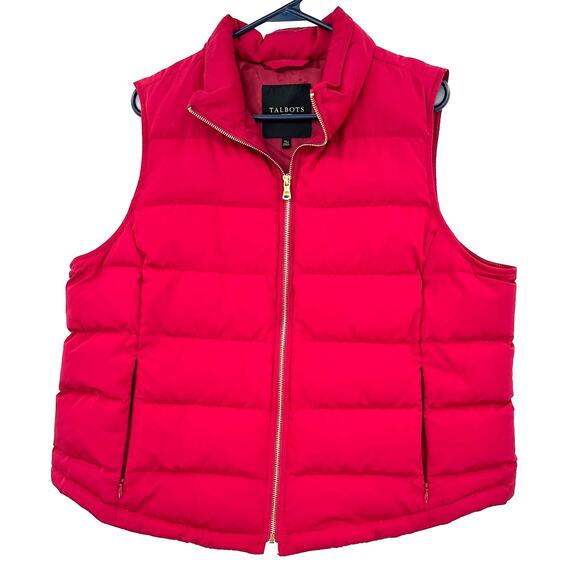Talbots Size XL Petites Vest Red Puffy Down Insulated Winter Quilted Outerwear - Picture 1 of 5
